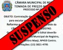 Tomada de Preço nº 001/2014 é suspensa