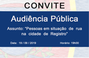 Convite Audiência Pública: Pessoas em situação de rua