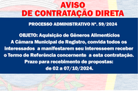 AVISO DE CONTRATAÇÃO DIRETA - Aquisição de Gêneros Alimentícios