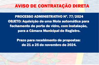 AVISO DE CONTRATAÇÃO DIRETA - AQUISIÇÃO DE MOLA AUTOMÁTICA PARA PORTA DE VIDRO