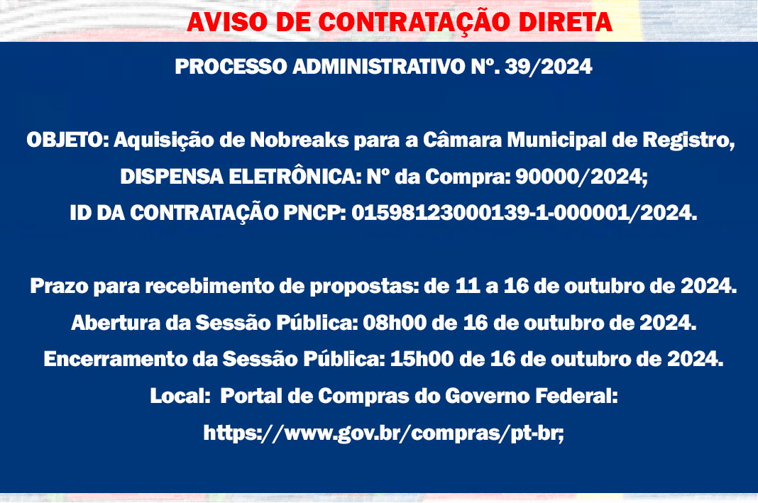 AVISO DE CONTRATAÇÃO DIRETA - Aquisição de Nobreaks