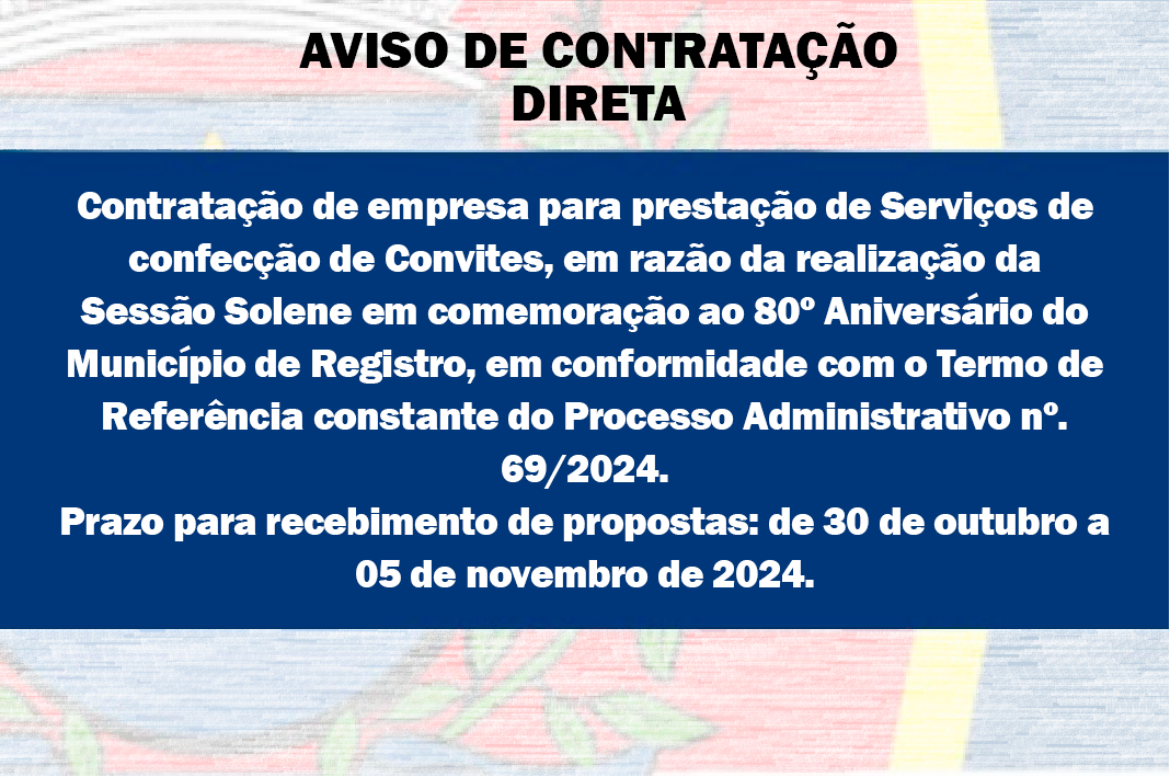 AVISO DE CONTRATAÇÃO DIRETA - CONFECÇÃO DE CONVITES