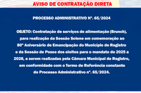 AVISO DE CONTRATAÇÃO DIRETA - Contratação de serviços de alimentação (Brunch)