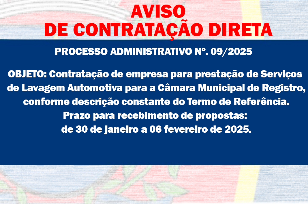 AVISO DE CONTRATAÇÃO DIRETA - Lavagem Automotiva