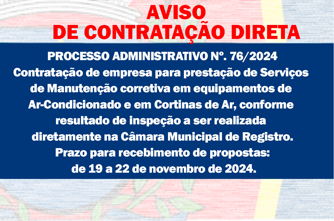 AVISO DE CONTRATAÇÃO DIRETA - MANUTENÇÃO AR-CONDICIONADO