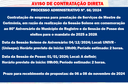 AVISO DE CONTRATAÇÃO DIRETA - MESTRE DE CERIMÔNIA