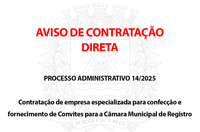 AVISO DE CONTRATAÇÃO DIRETA - PROCESSO ADMINISTRATIVO 14/2025