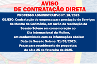 AVISO DE CONTRATAÇÃO DIRETA - PROCESSO ADMINISTRATIVO Nº. 18/2025