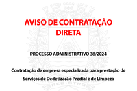 AVISO DE CONTRATAÇÃO DIRETA - PROCESSO ADMINISTRATIVO Nº. 38/2024