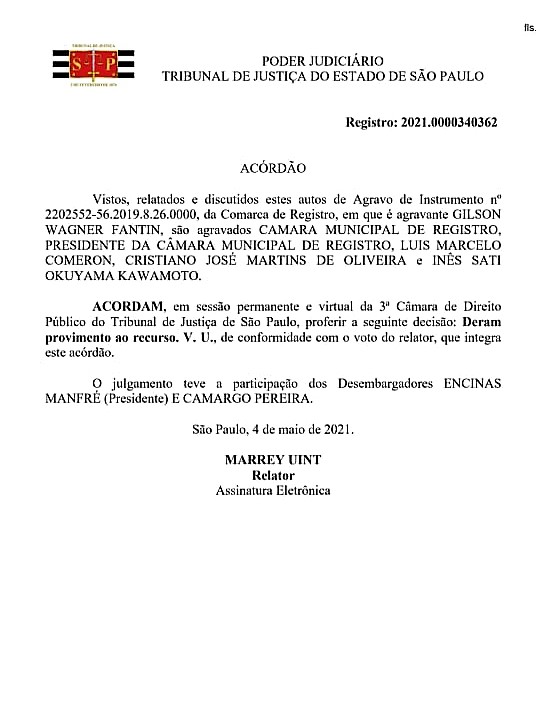 NOTA DE ESCLARECIMENTO SOBRE O DECRETO LEGISLATIVO QUE CASSOU O MANDATO DO EX-PREFEITO GILSON FANTIN